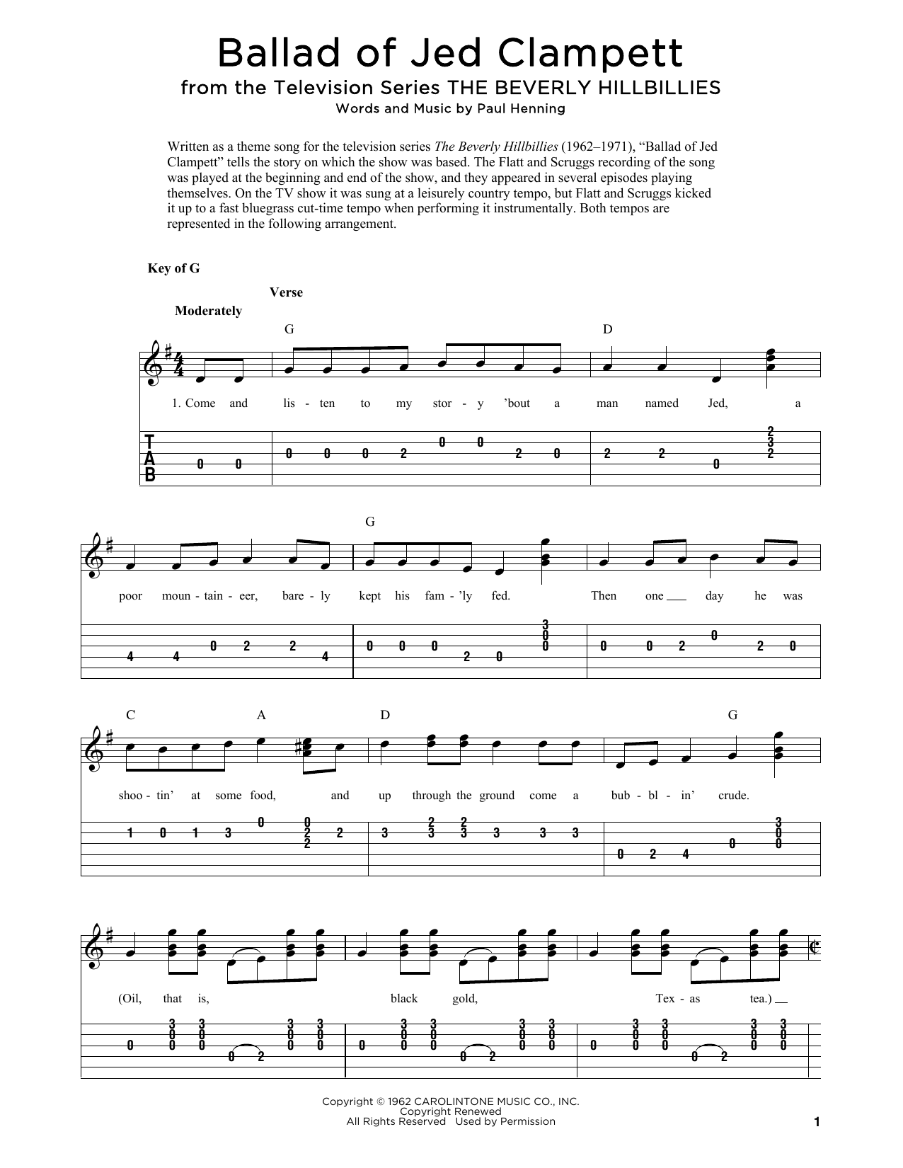 Download Lester Flatt & Earl Scruggs Ballad Of Jed Clampett (from The Beverl Sheet Music