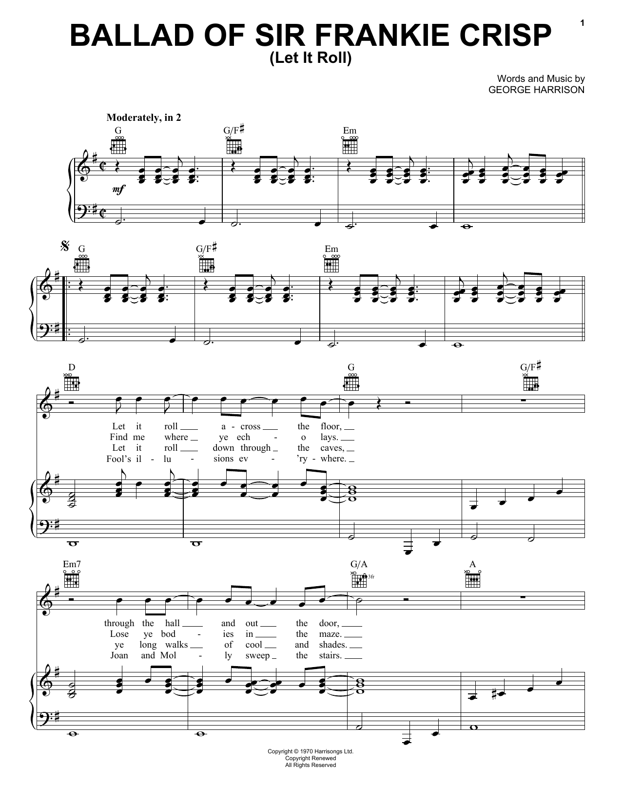 Download George Harrison Ballad Of Sir Frankie Crisp (Let It Rol Sheet Music