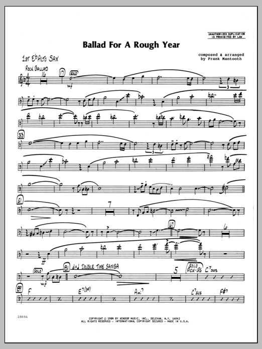 Download Frank Mantooth Ballad For A Rough Year - 1st Eb Alto S Sheet Music