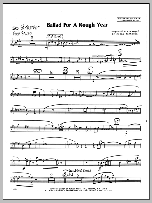 Download Frank Mantooth Ballad For A Rough Year - 3rd Bb Trumpe Sheet Music