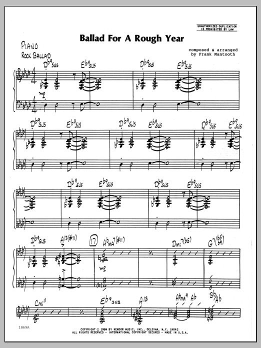 Download Frank Mantooth Ballad For A Rough Year - Piano Sheet Music