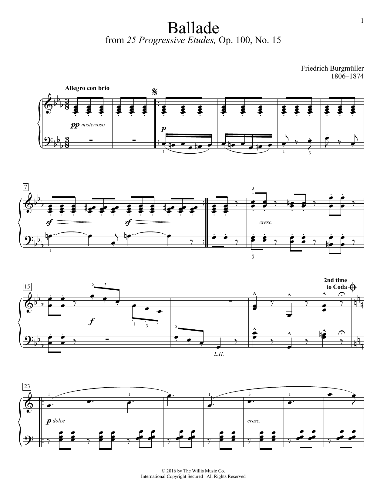 Download Friedrich Burgmuller Ballade Sheet Music