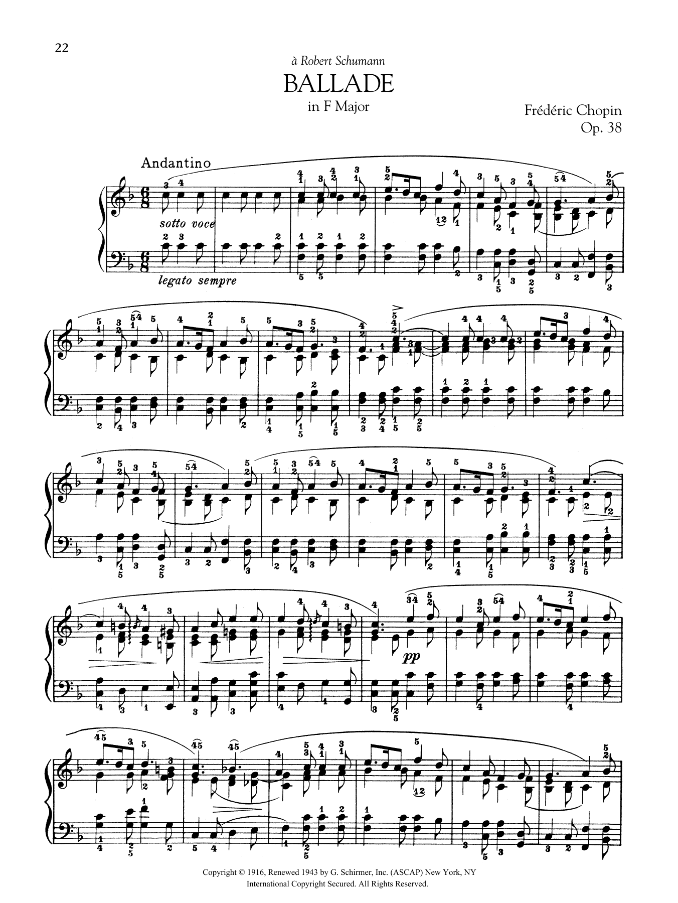 Download Frederic Chopin Ballade in F Major, Op. 38 Sheet Music