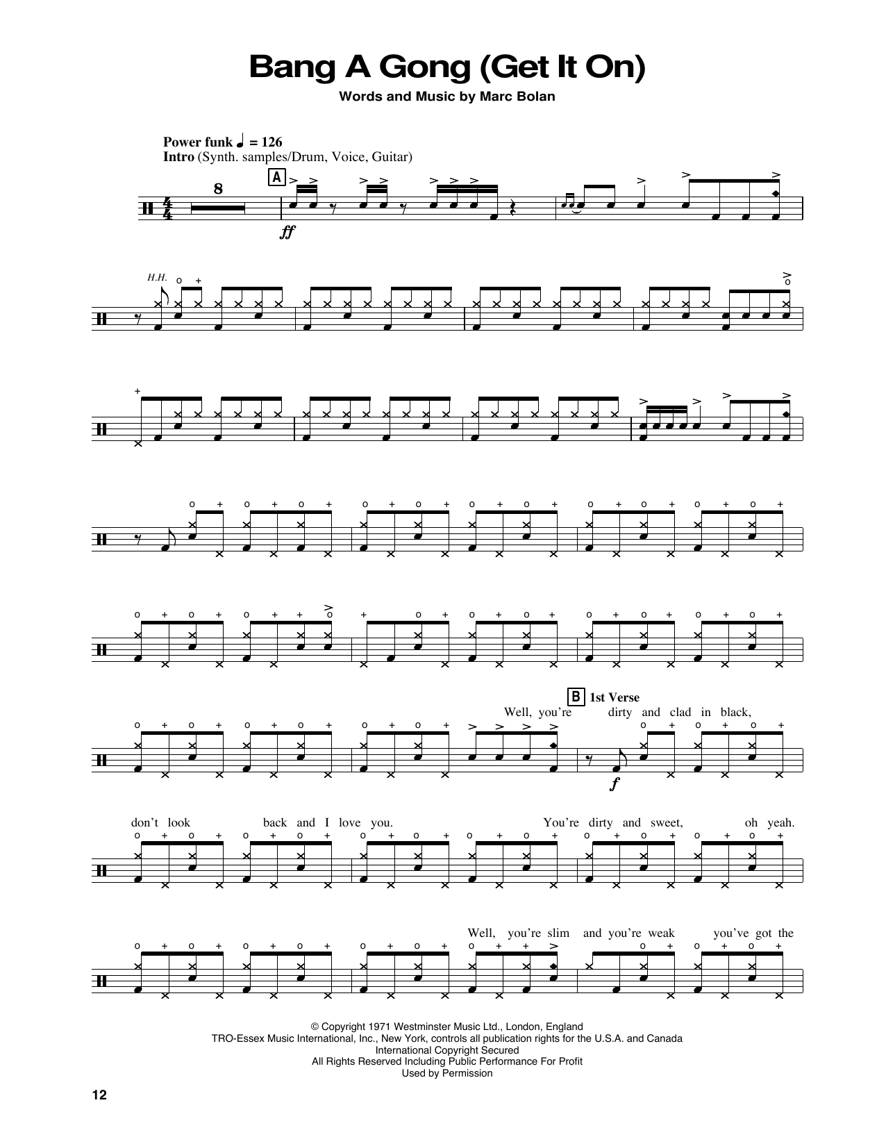 Download Power Station Bang A Gong (Get It On) Sheet Music