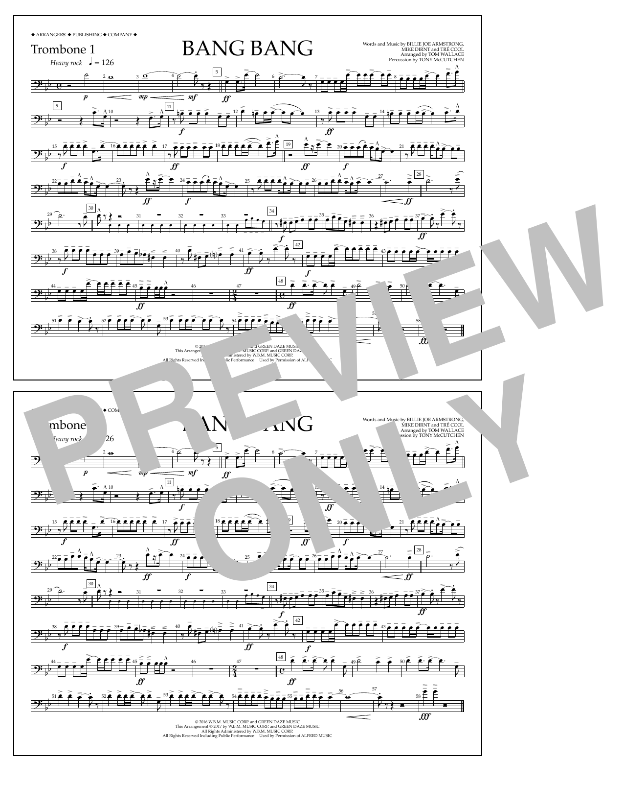 Download Tom Wallace Bang Bang - Trombone 1 Sheet Music