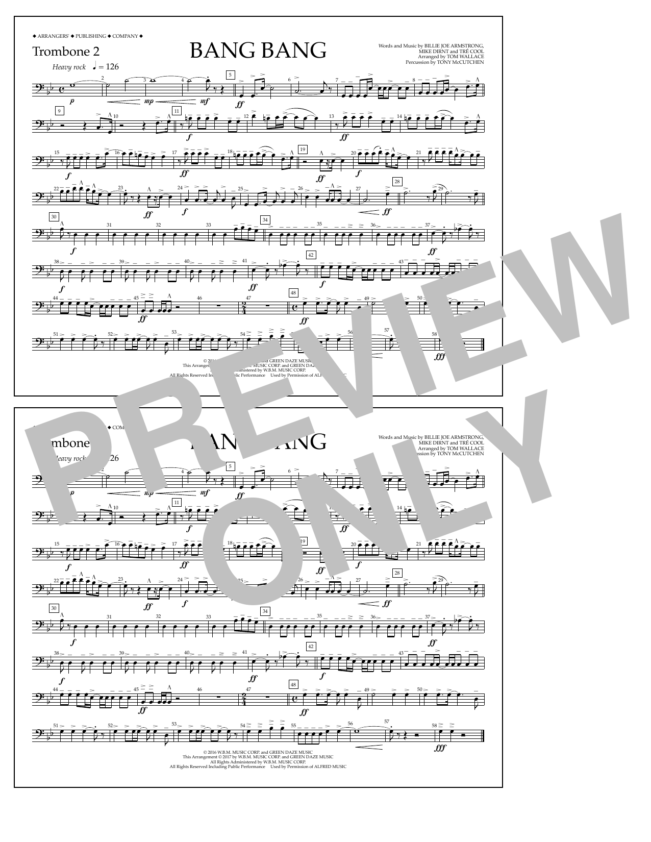 Download Tom Wallace Bang Bang - Trombone 2 Sheet Music