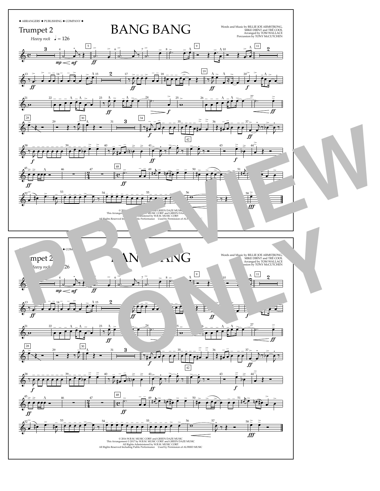 Download Tom Wallace Bang Bang - Trumpet 2 Sheet Music