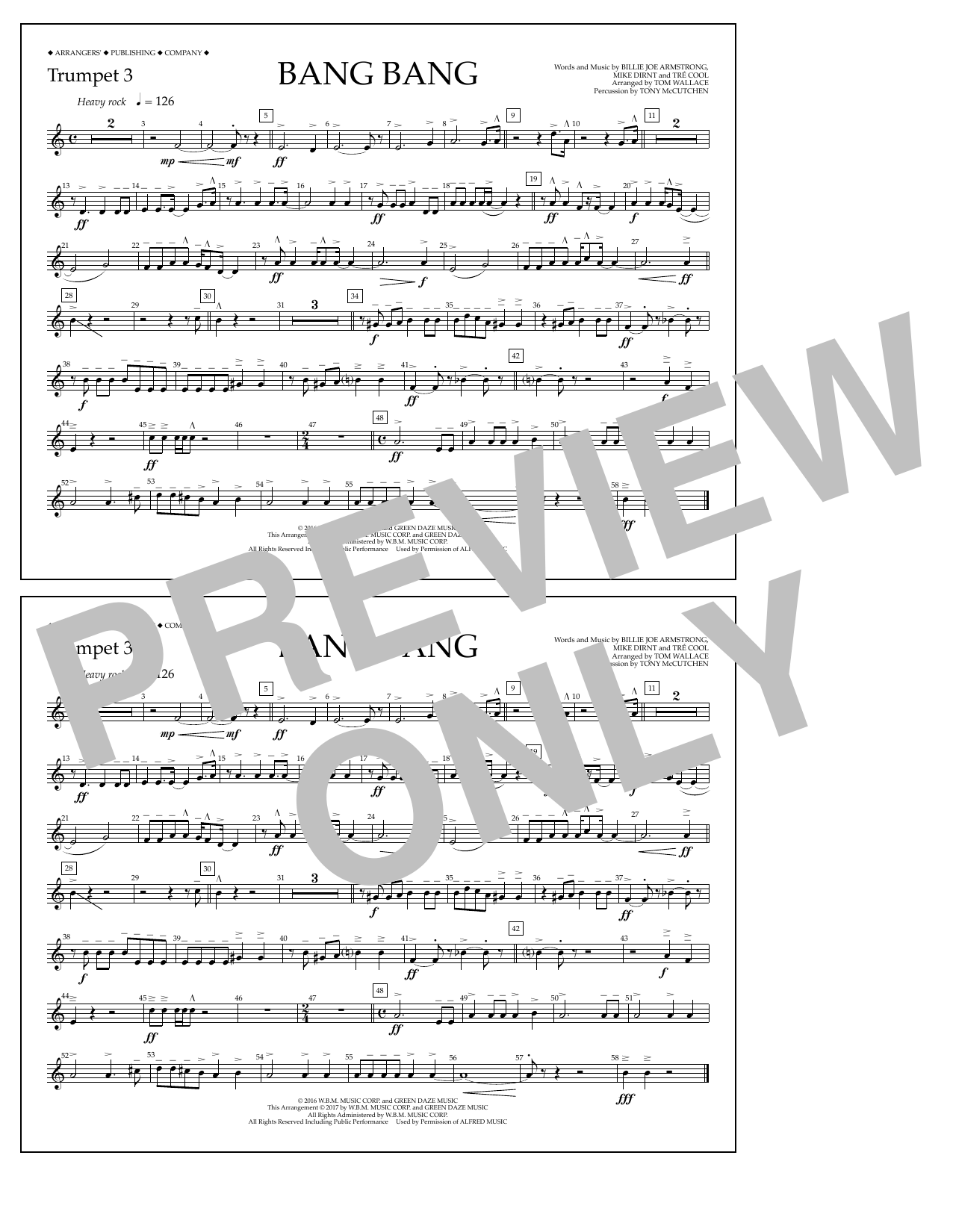 Download Tom Wallace Bang Bang - Trumpet 3 Sheet Music
