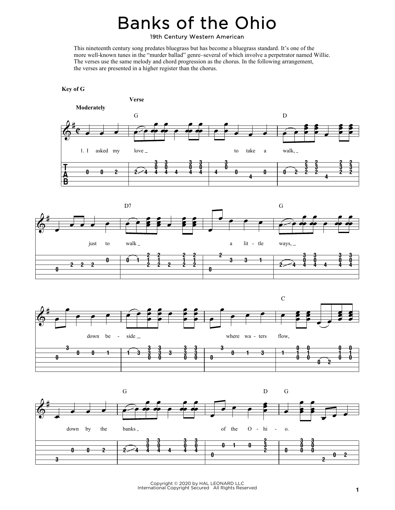 Download 19th Century Western American Banks Of The Ohio (arr. Fred Sokolow) Sheet Music