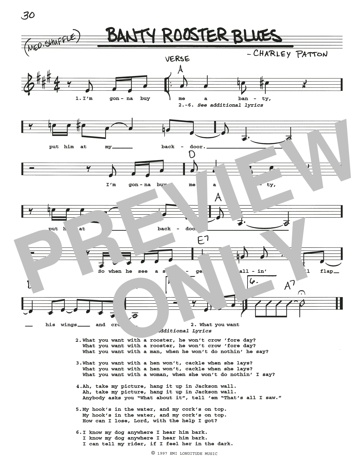 Download Charley Patton Banty Rooster Blues Sheet Music