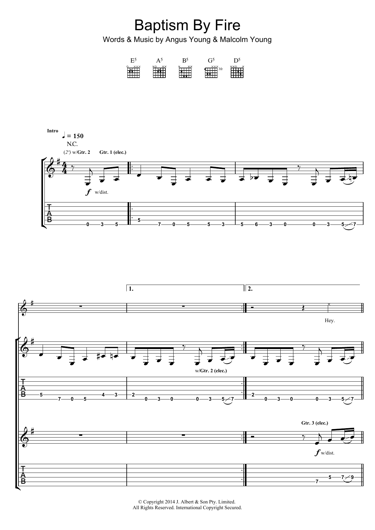 Download AC/DC Baptism By Fire Sheet Music