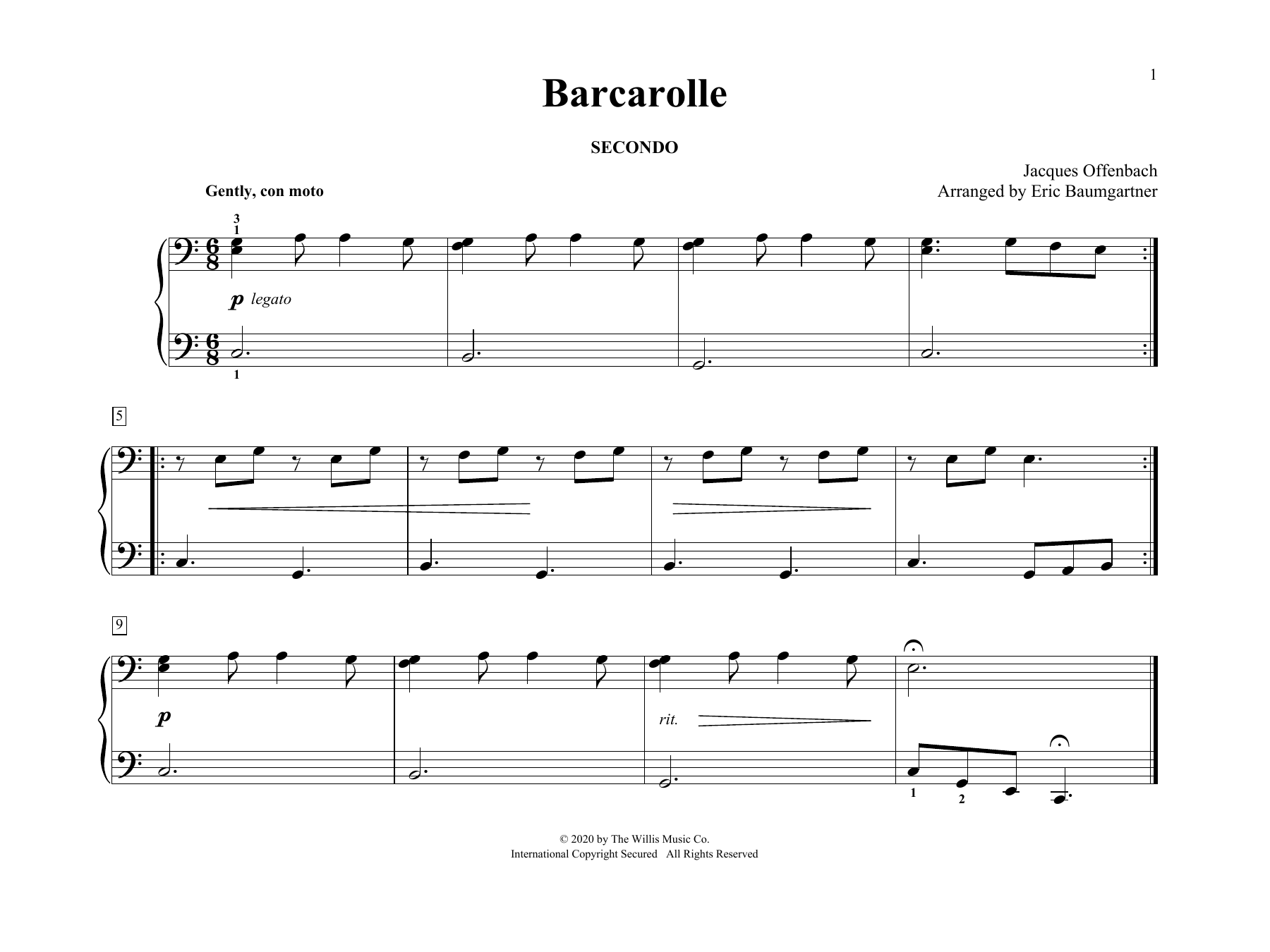 Download Jacques Offenbach Barcarolle (arr. Eric Baumgartner) Sheet Music