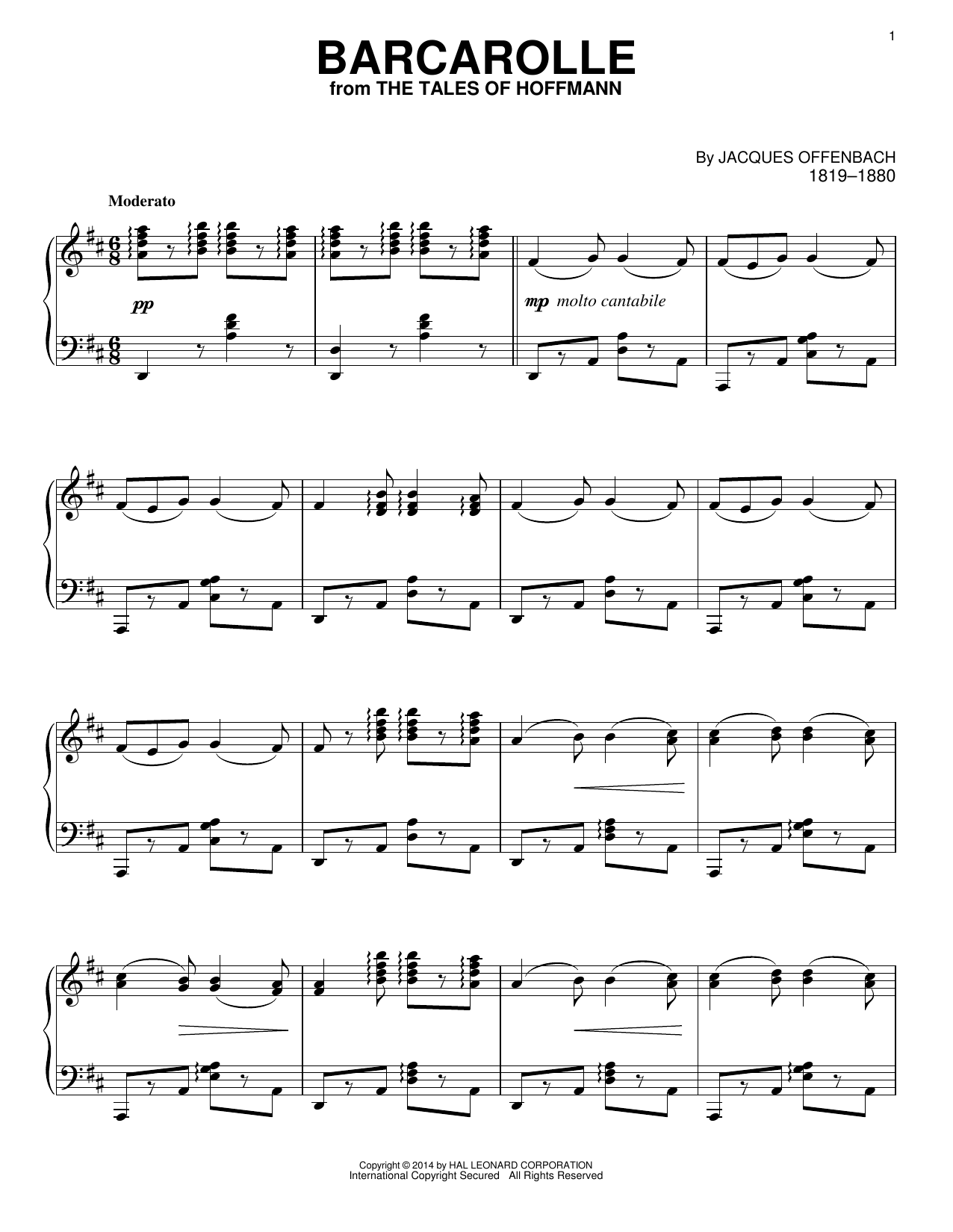 Download Jacques Offenbach Barcarolle (arr. Richard Walters) Sheet Music