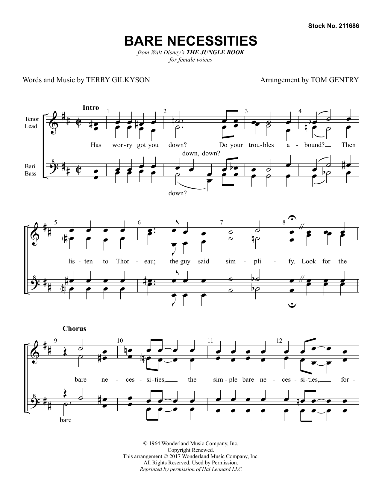Download Terry Gilkyson Bare Necessities (from The Jungle Book) Sheet Music