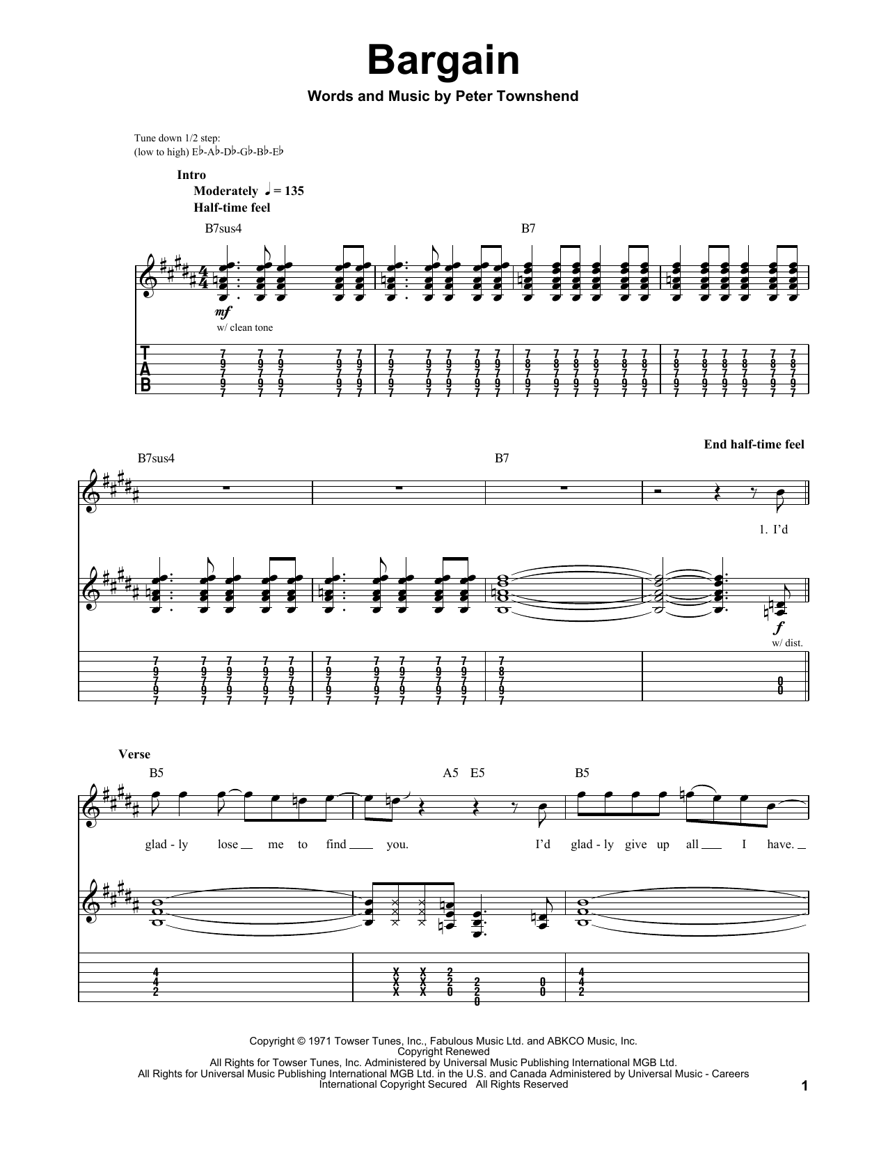 Download The Who Bargain Sheet Music