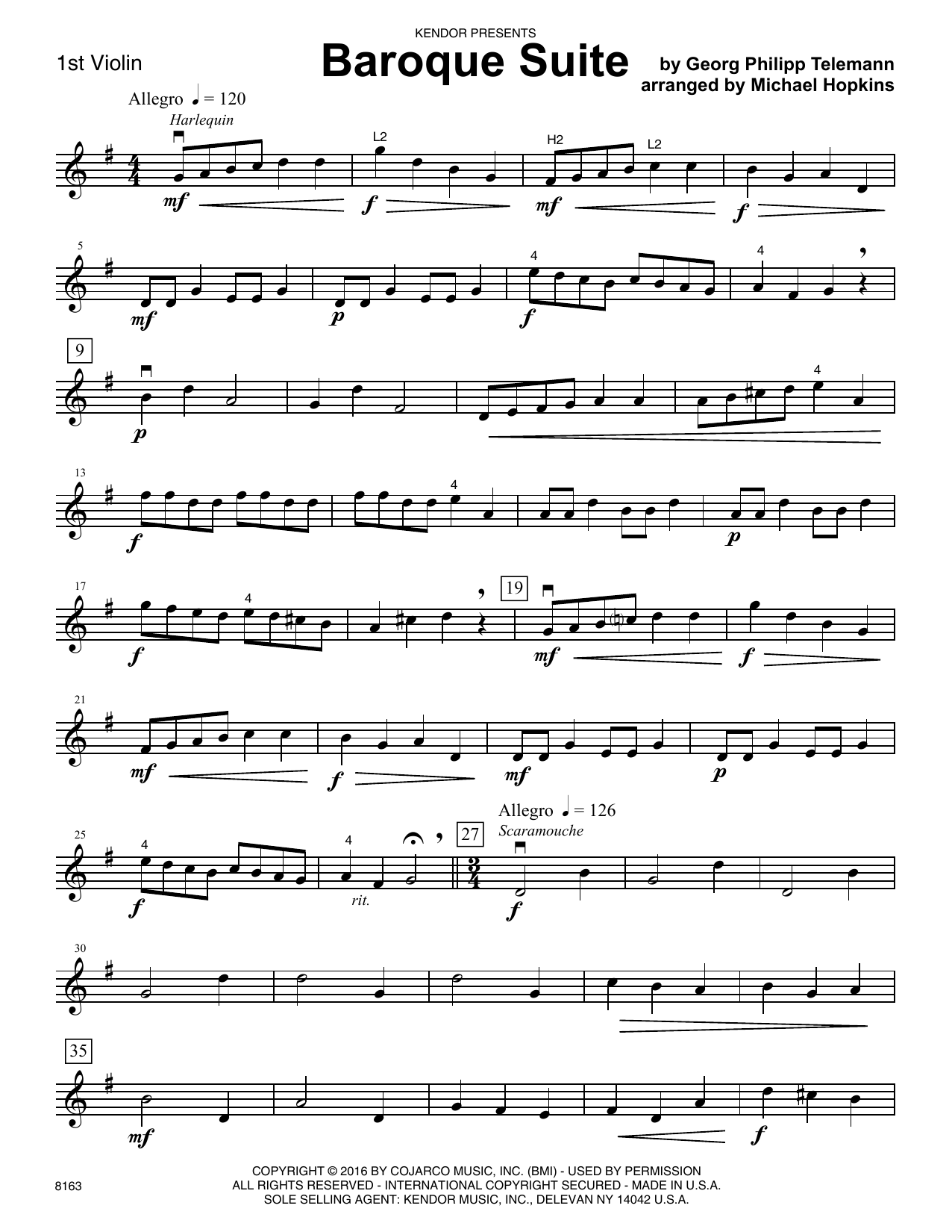 Download Michael Hopkins Baroque Suite - 1st Violin Sheet Music