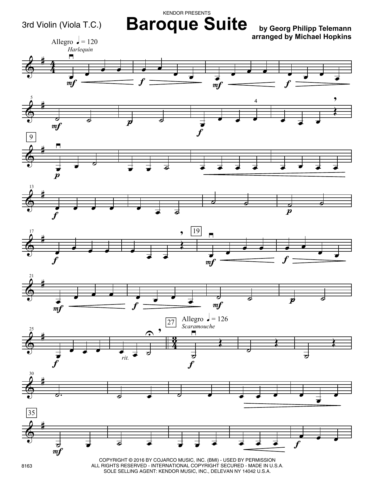 Download Michael Hopkins Baroque Suite - Violin 3 (Viola T.C.) Sheet Music