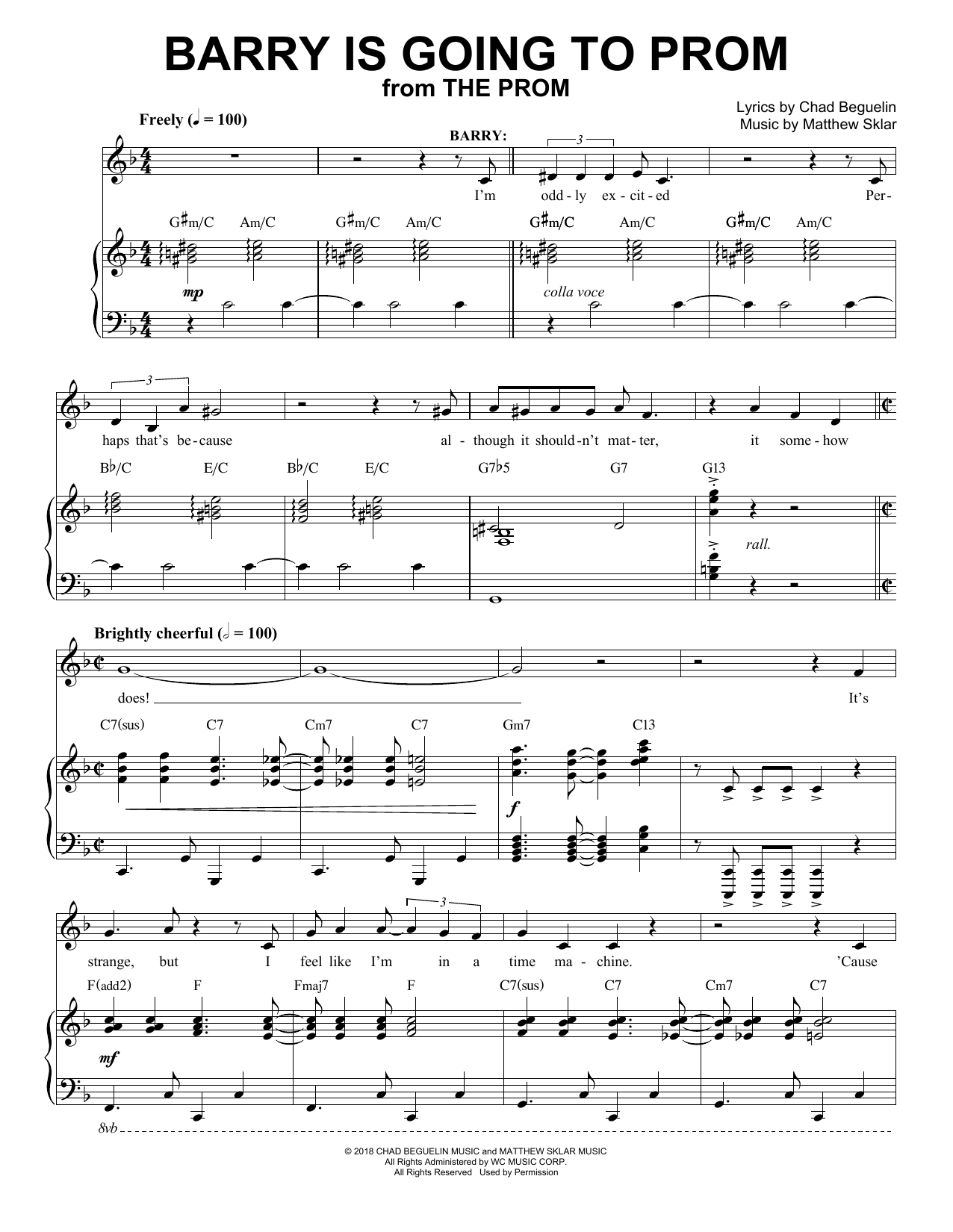 Download Matthew Sklar & Chad Beguelin Barry Is Going To Prom (from The Prom: Sheet Music