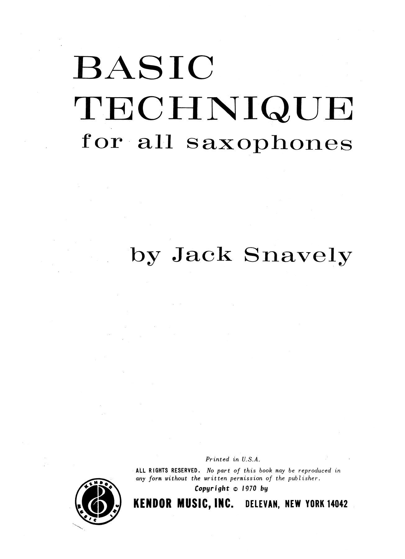 Download Jack Snavely Basic Technique For All Saxophones Sheet Music