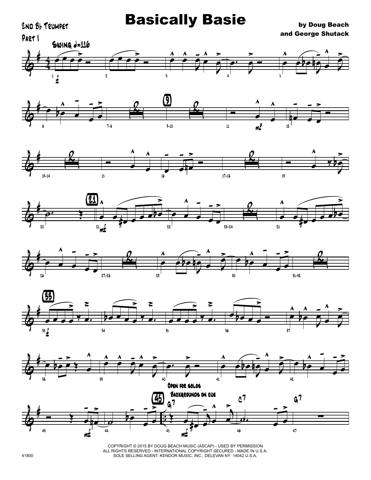 Download Doug Beach Basically Basie - 2nd Bb Trumpet Sheet Music