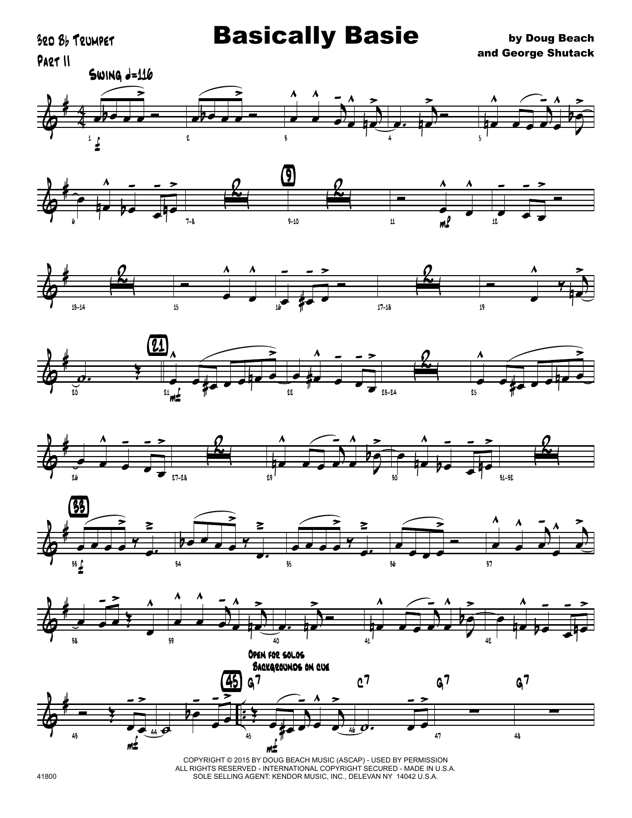 Download Doug Beach Basically Basie - 3rd Bb Trumpet Sheet Music