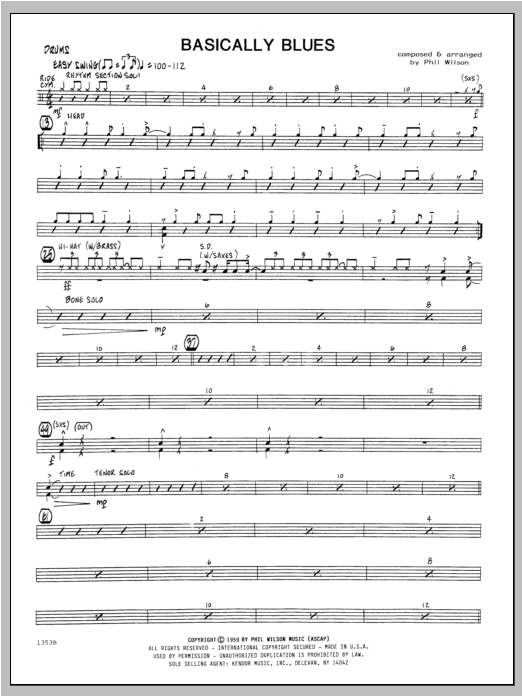 Download WILSON Basically Blues - Drums Sheet Music