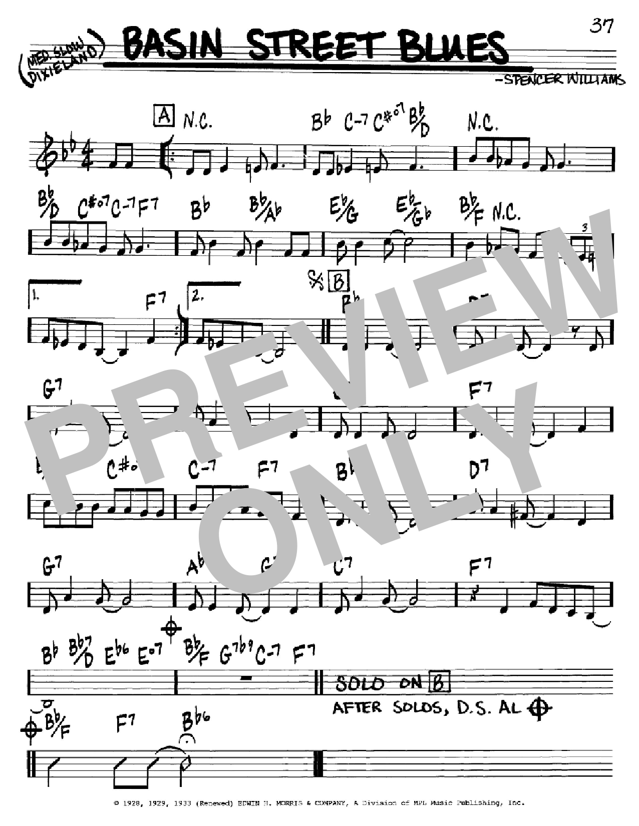Download Louis Armstrong Basin Street Blues Sheet Music