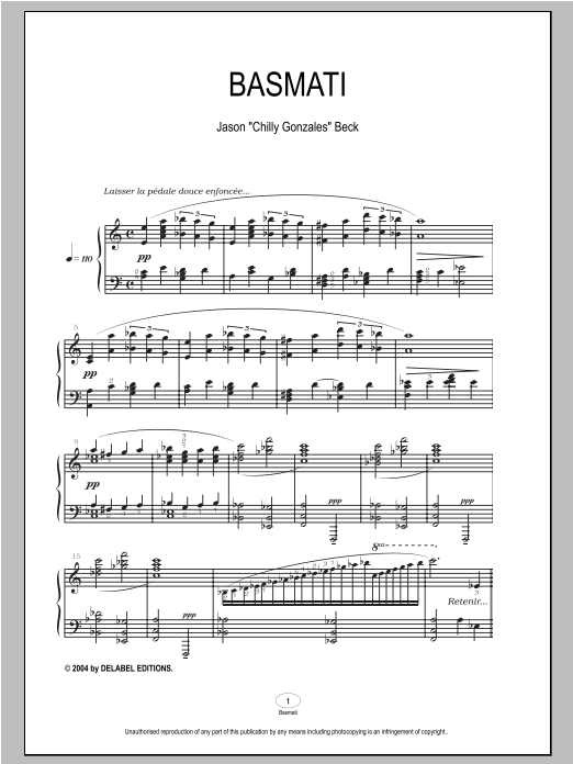 Download Chilly Gonzales Basmati Sheet Music