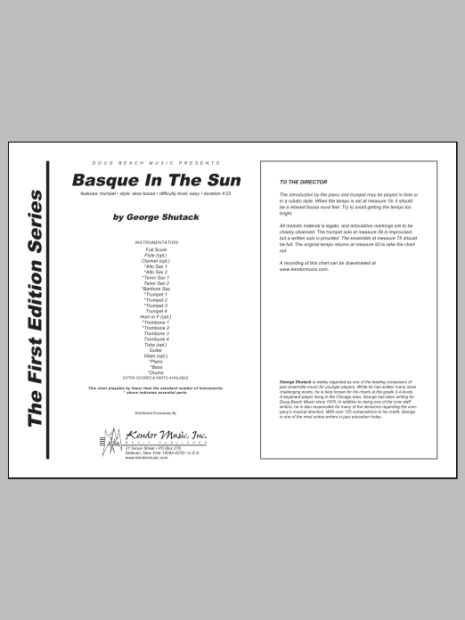 Download Shutack Basque In The Sun - Full Score Sheet Music