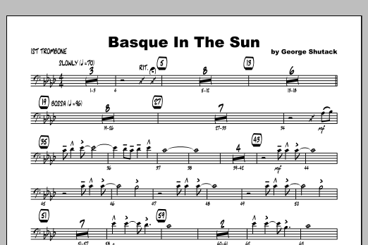 Download Shutack Basque In The Sun - Trombone 1 Sheet Music