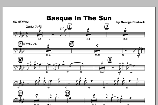 Download Shutack Basque In The Sun - Trombone 2 Sheet Music