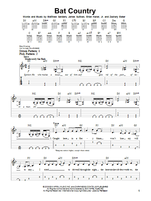 Download Avenged Sevenfold Bat Country Sheet Music