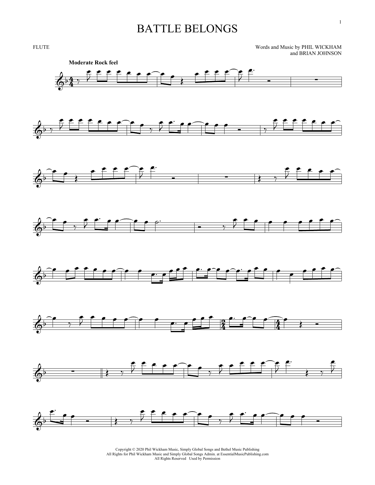 Phil Wickham Battle Belongs sheet music notes printable PDF score