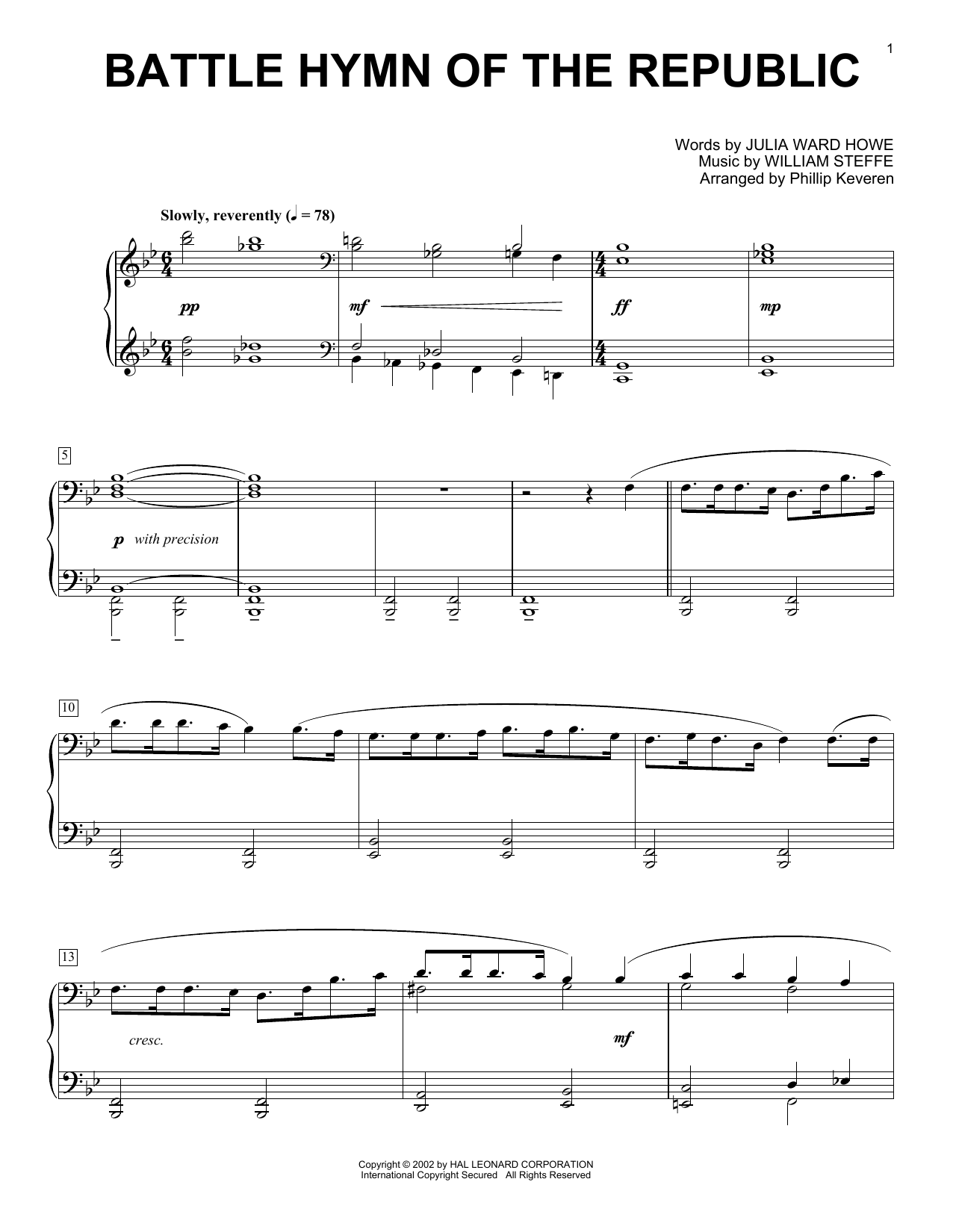 Download Julia Ward Howe Battle Hymn Of The Republic (arr. Phill Sheet Music