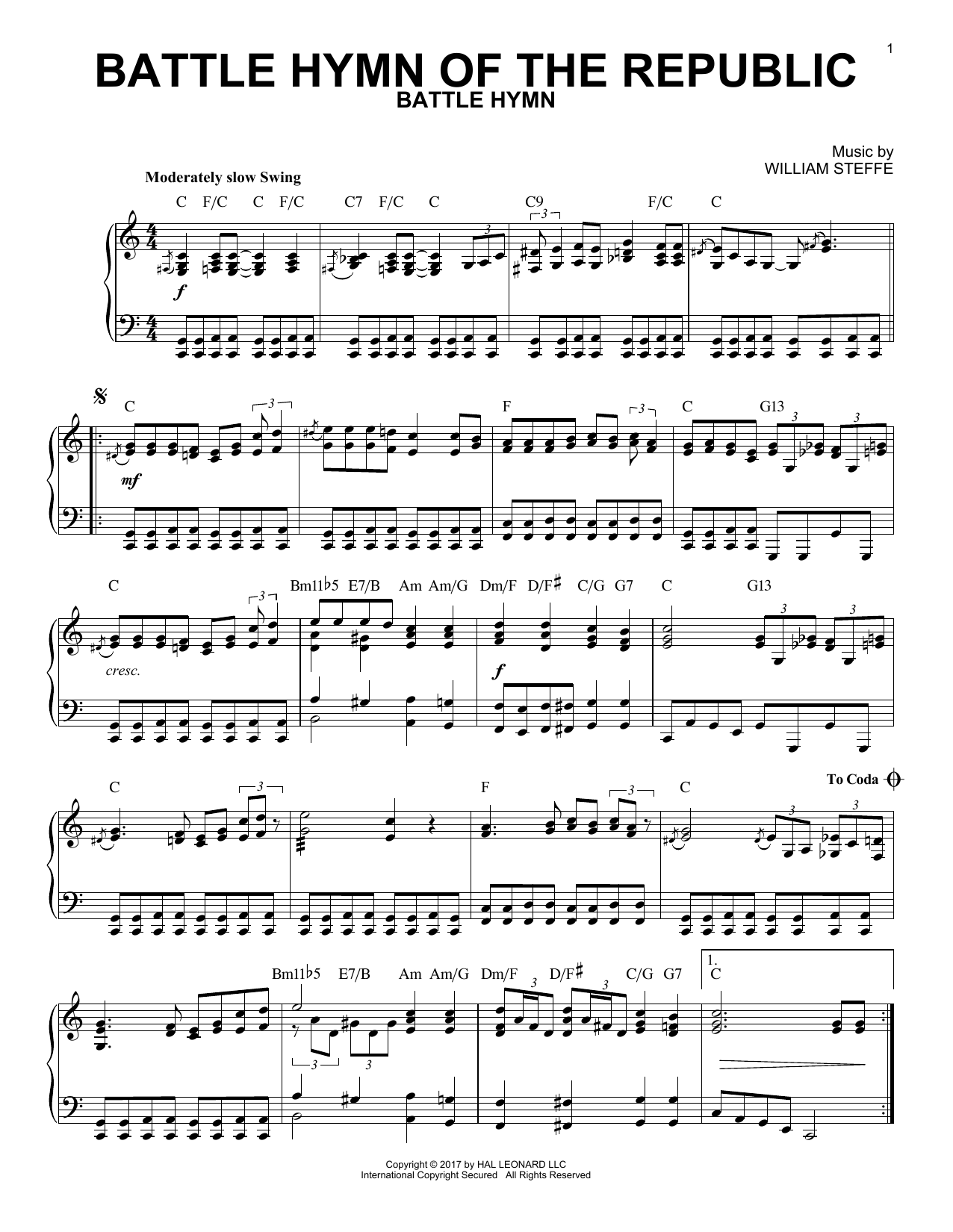Download William Steffe Battle Hymn Of The Republic [Jazz versi Sheet Music