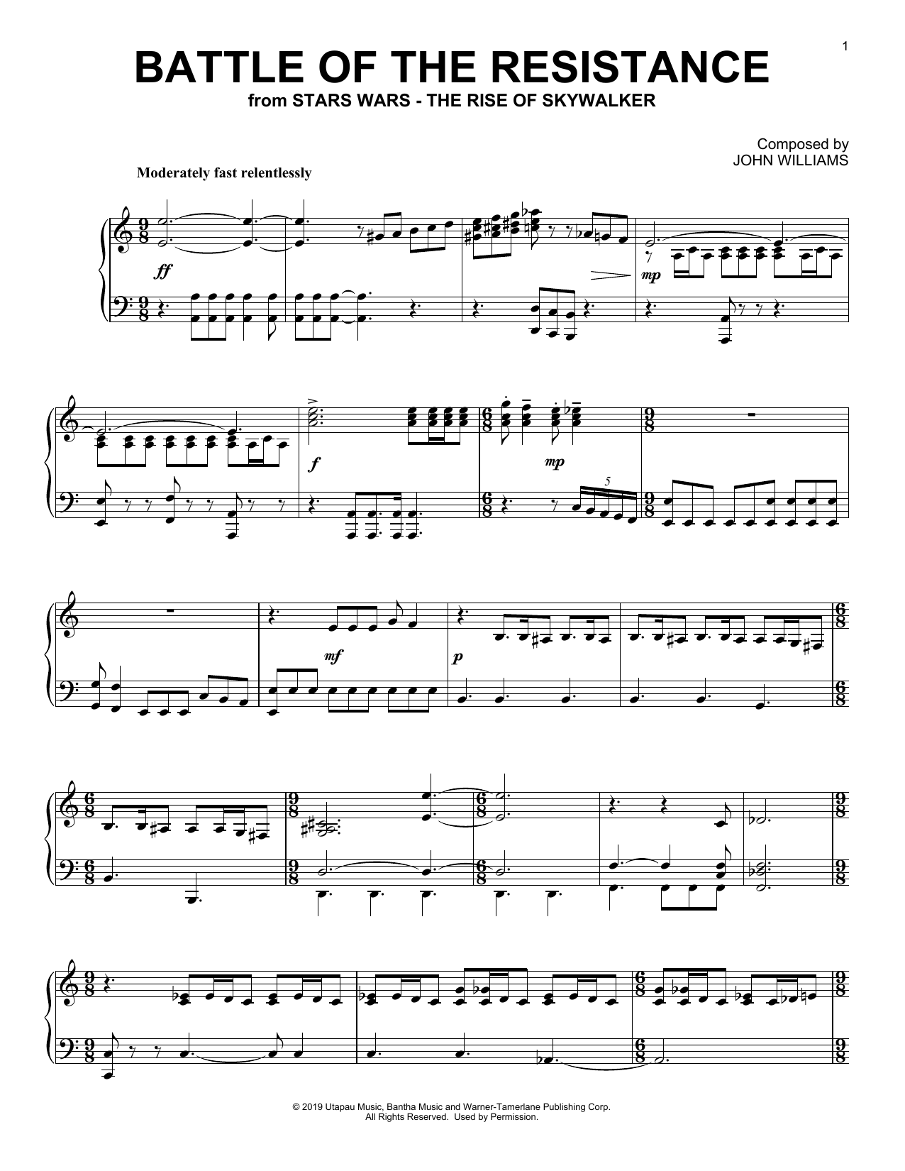 Download John Williams Battle Of The Resistance (from The Rise Sheet Music