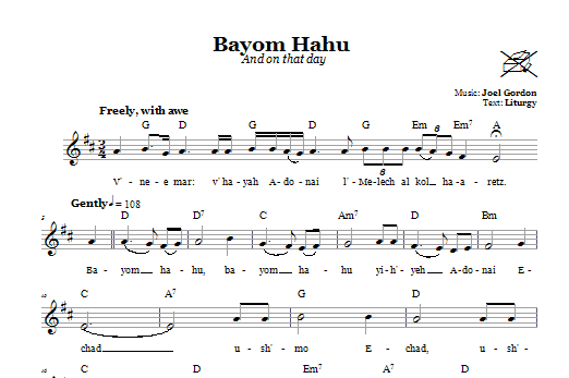 Download Joel Gordon Bayom Hahu (And On That Day) Sheet Music