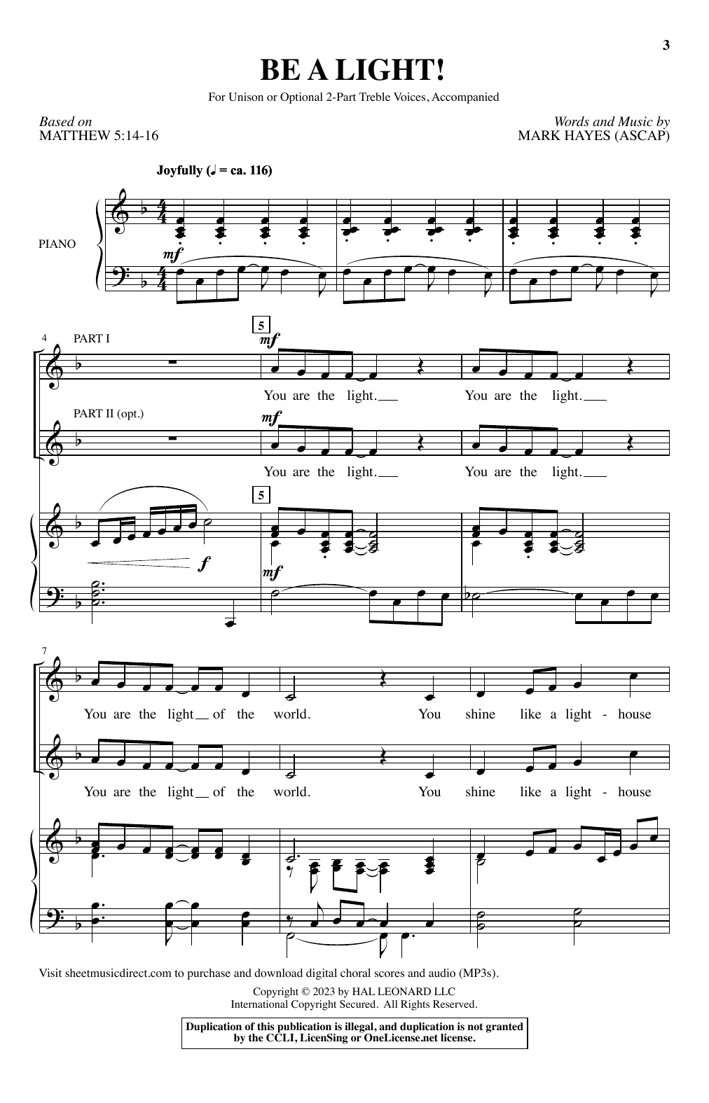 Download Mark Hayes Be A Light! Sheet Music