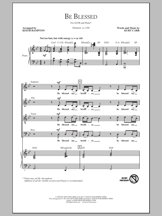 Download Keith Hampton Be Blessed Sheet Music