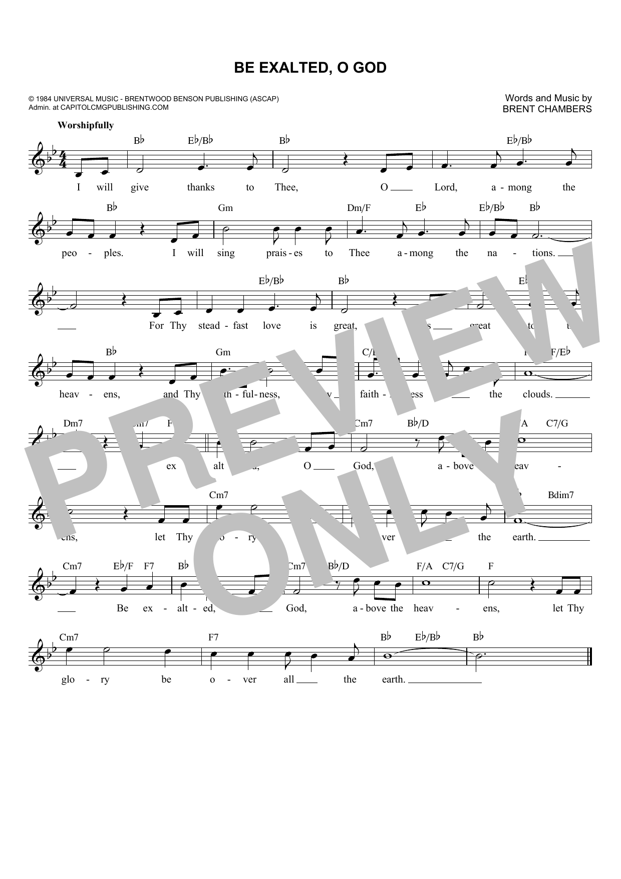 Download Brent Chambers Be Exalted, O God Sheet Music