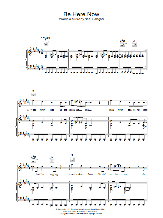 Download Oasis Be Here Now Sheet Music