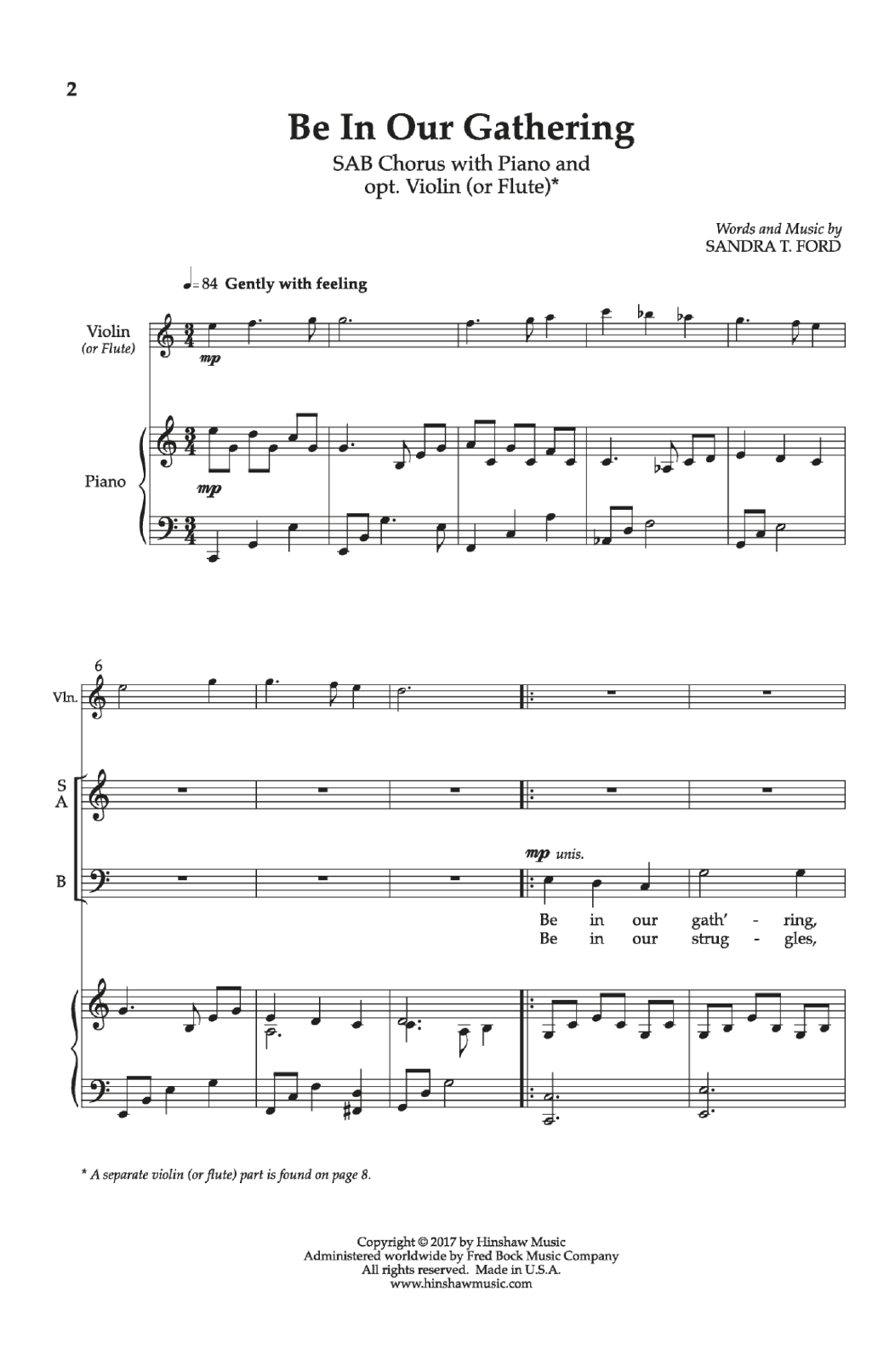 Download Sandra T. Ford Be in Our Gathering Sheet Music