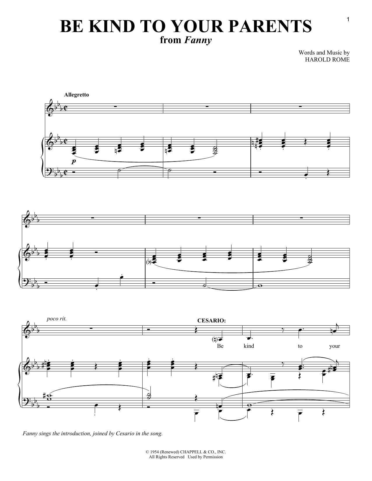 Download Harold Rome Be Kind To Your Parents Sheet Music