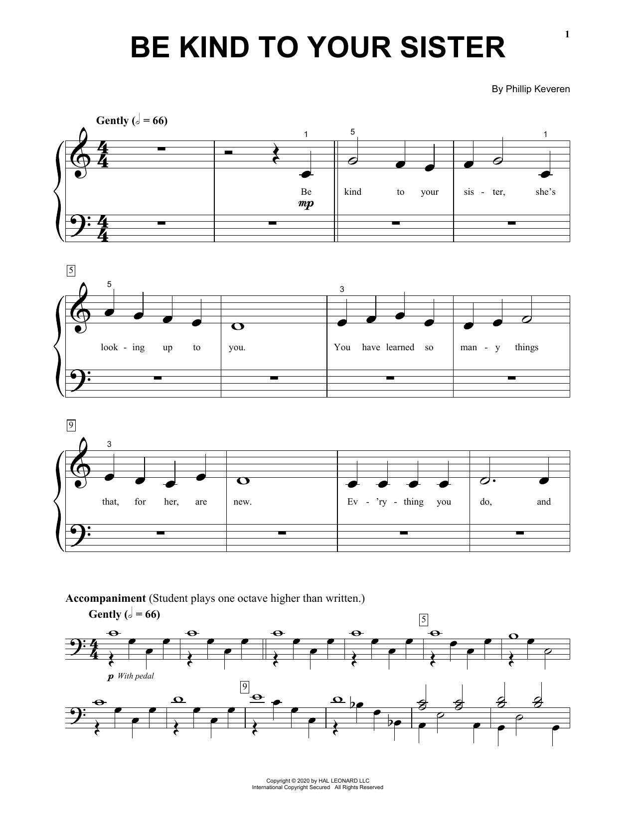 Download Phillip Keveren Be Kind To Your Sister Sheet Music