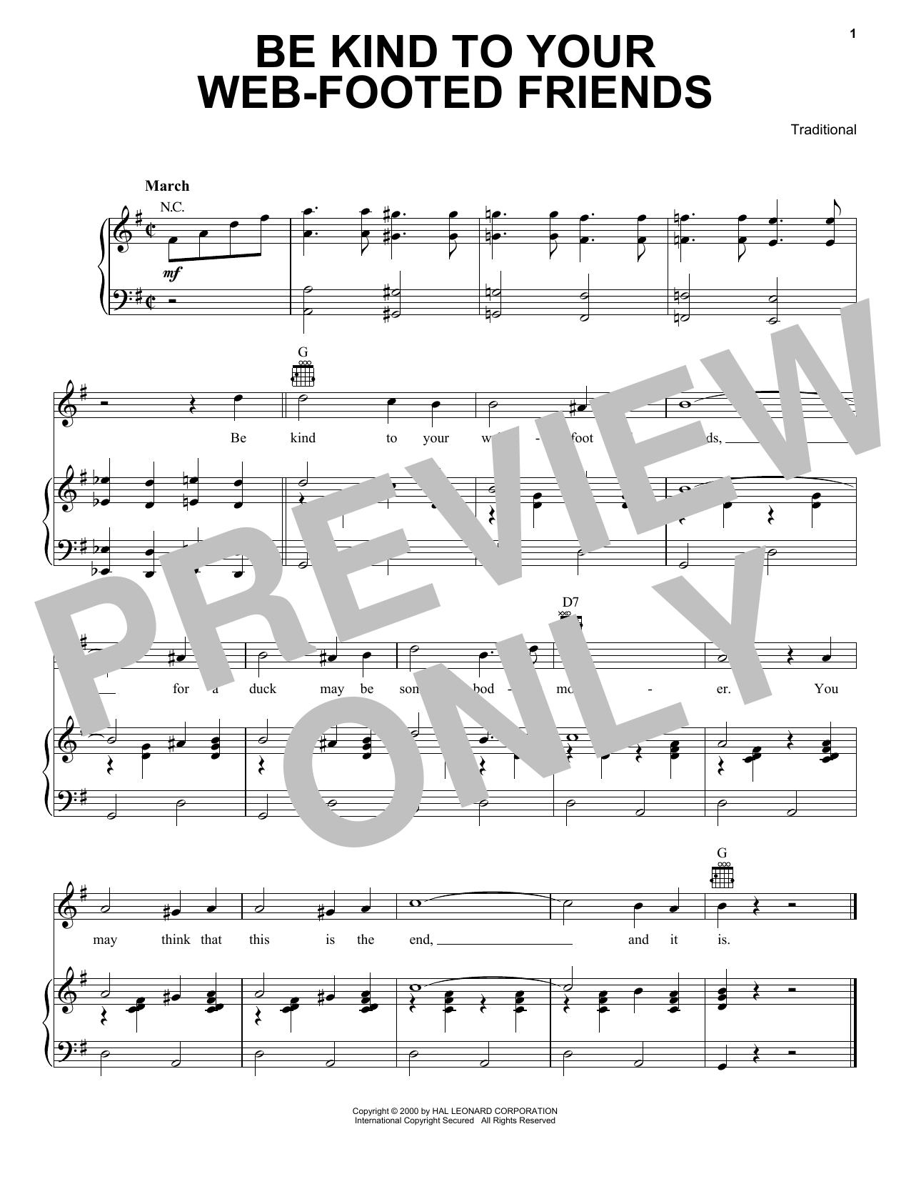Download Traditional Be Kind To Your Web-Footed Friends Sheet Music