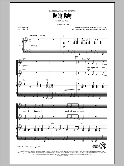 Download The Ronettes Be My Baby (arr. Mac Huff) Sheet Music