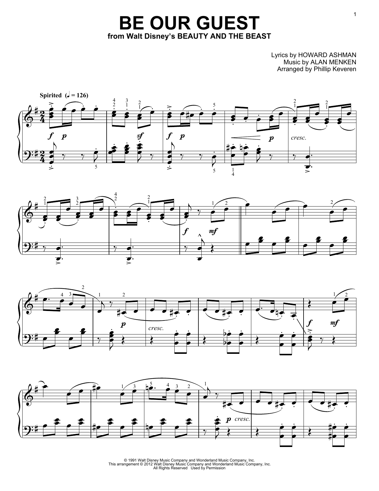 Download Alan Menken Be Our Guest [Classical version] (from Sheet Music