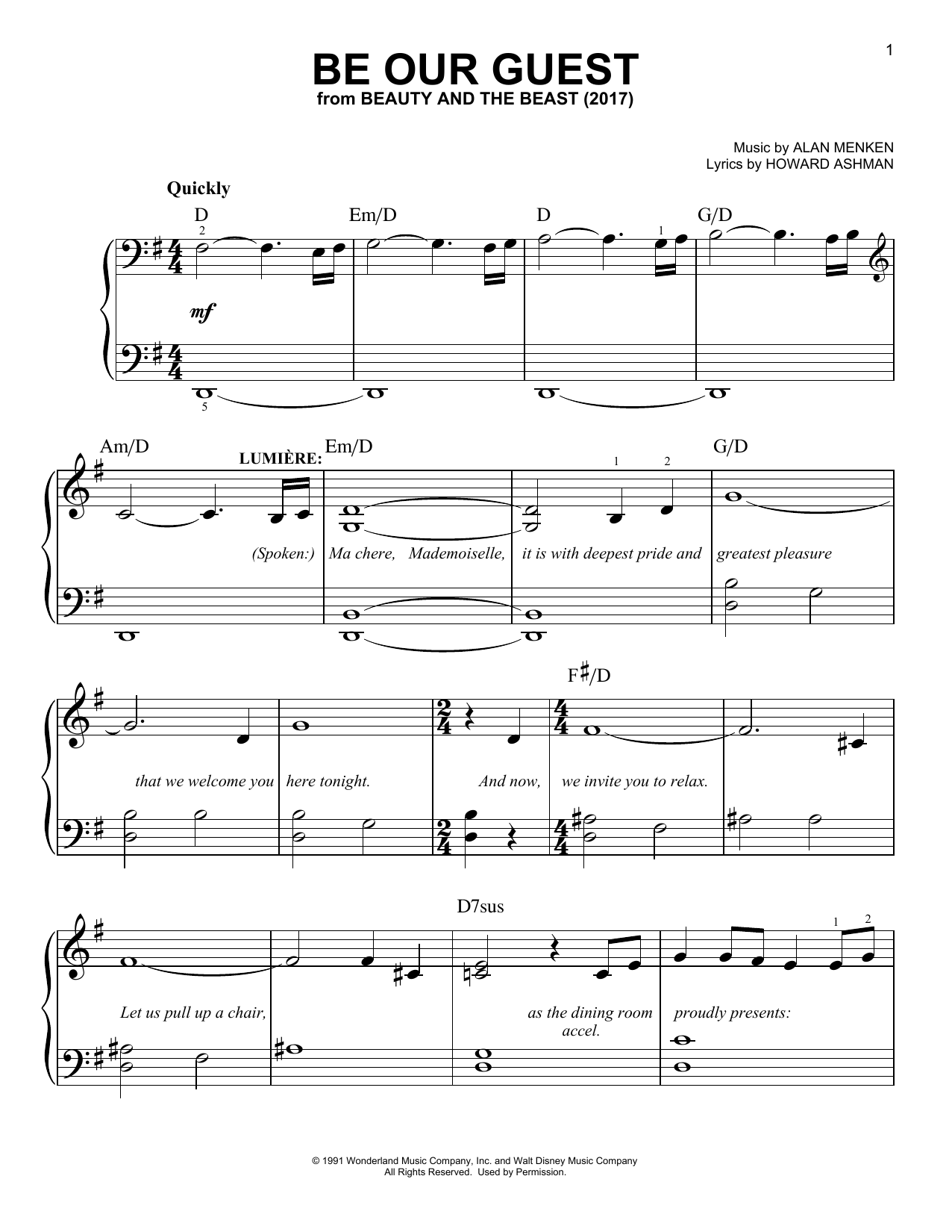 Download Beauty and the Beast Cast Be Our Guest (from Beauty And The Beast Sheet Music