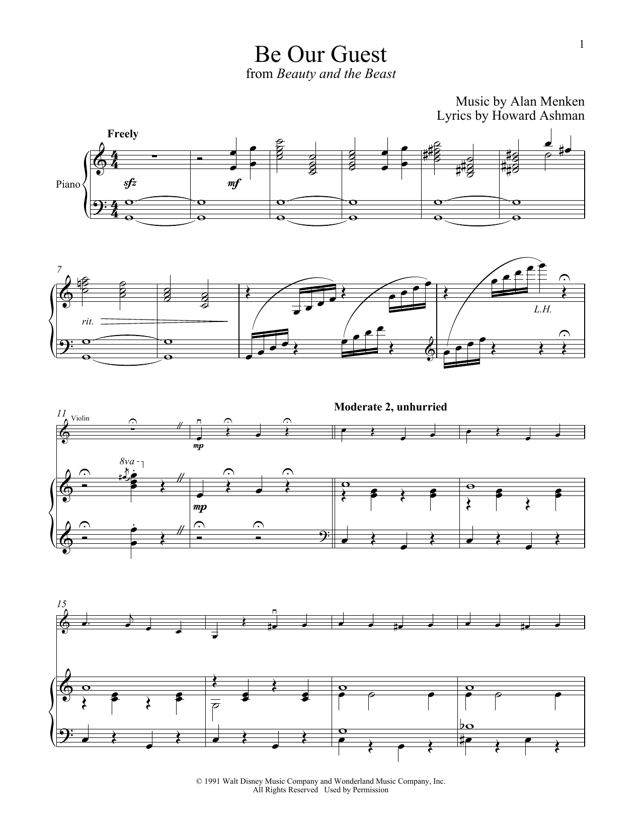 Download Alan Menken & Howard Ashman Be Our Guest (from Beauty And The Beast Sheet Music