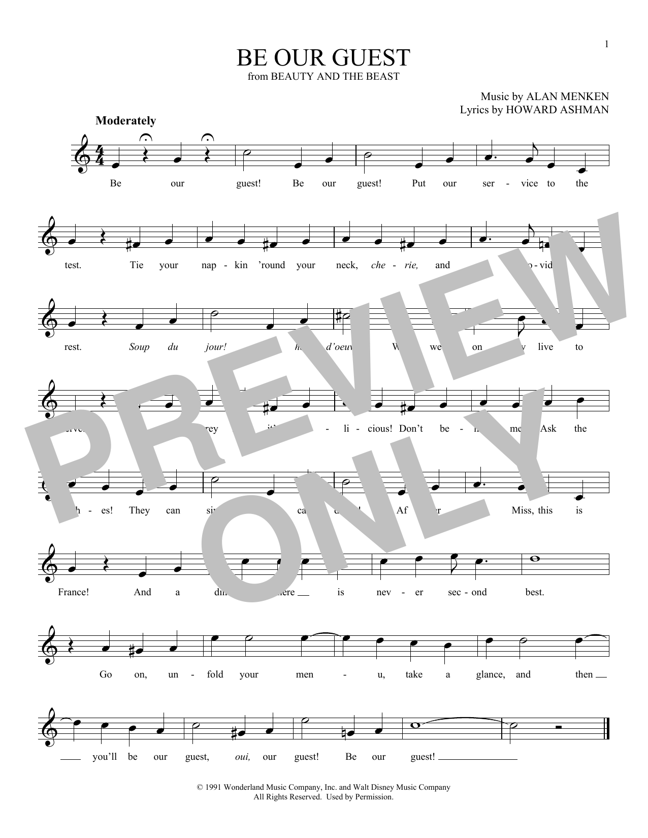 Download Alan Menken Be Our Guest (from Beauty And The Beast Sheet Music